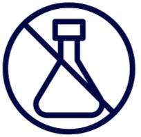 Prohibition symbol with a beaker inside, indicating no chemicals allowed.