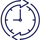 Clock icon with a circular arrow, symbolizing time or cycle.